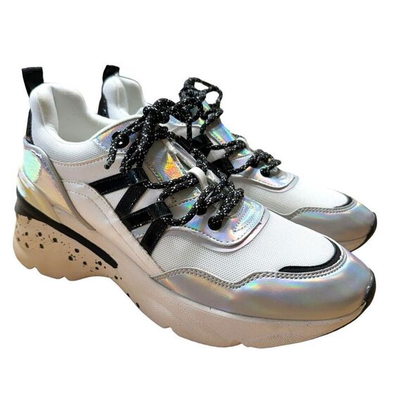 ALDO Women's Thaliri chunky panel trainer in silver metallic Sz 10 New W/O Tags - Picture 1 of 10